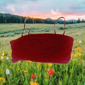 🩵3/$20🩵 GARAGE RED BLACK CHECKEDBOARD PLAID STYLE CROPPED BRA TANK TOP